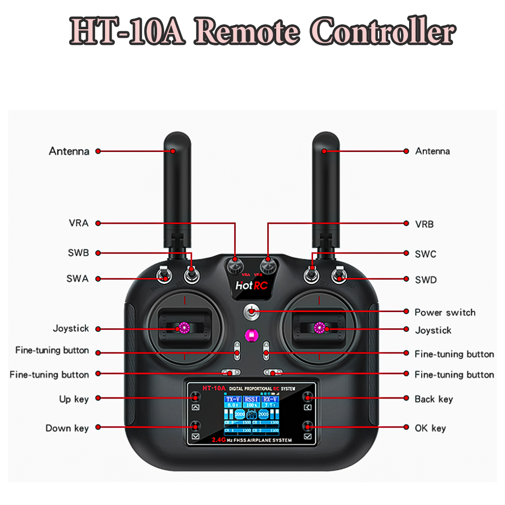 Hotrc HT-10A 2.4G 10CH Transmi - Rc Transmitter Drone ulasan dan harga
