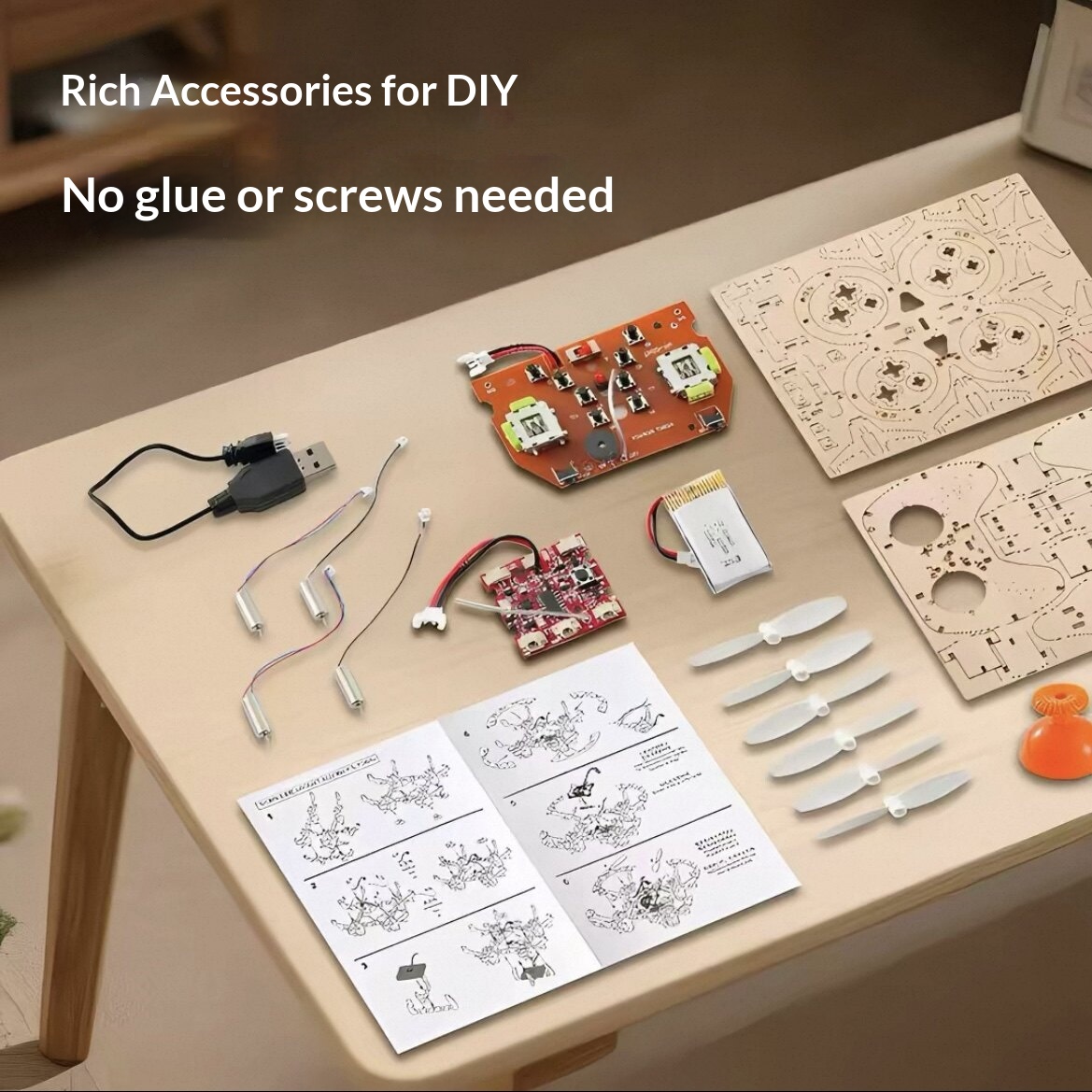 2026 New Wooden DIY Assembled  - Drone With Rc Remote ulasan dan harga