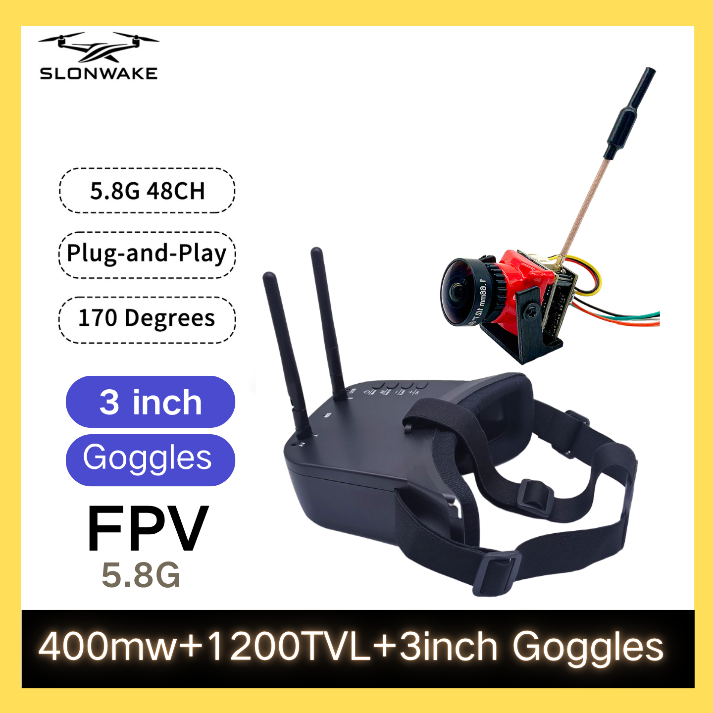 SLONWAKE 5.8G 48CH FPV 400mw V - Drone Rc1 ulasan dan harga