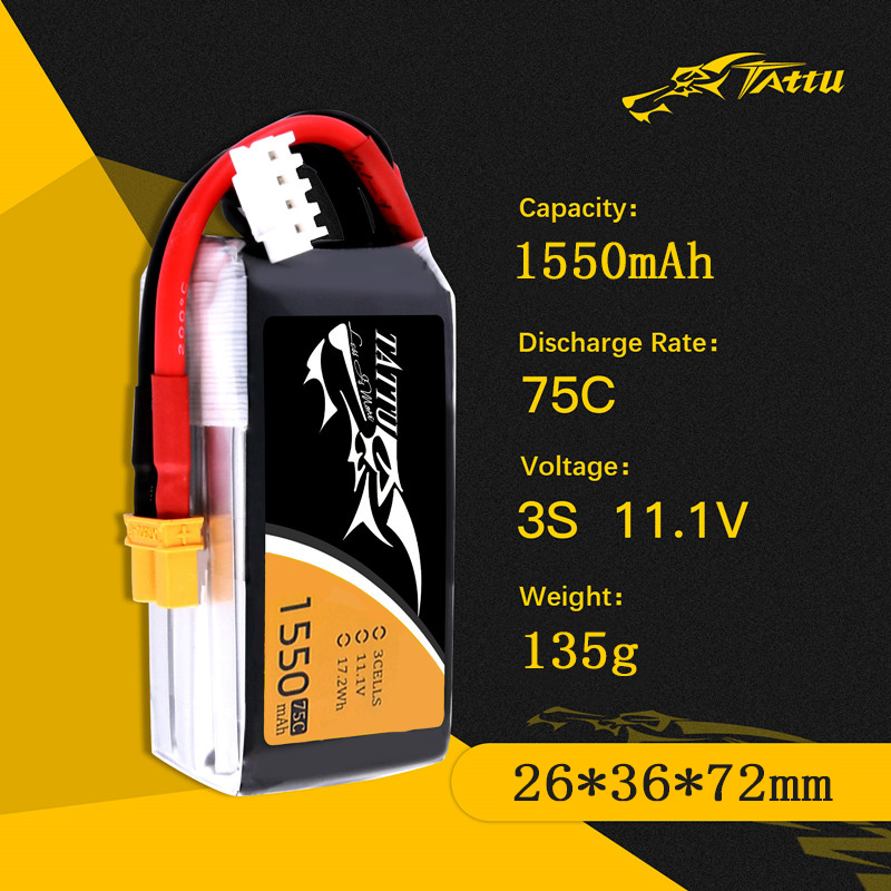 TATTU 3S 11.1V 1550mAh 75C LiP - Drone Carrera Rc ulasan dan harga